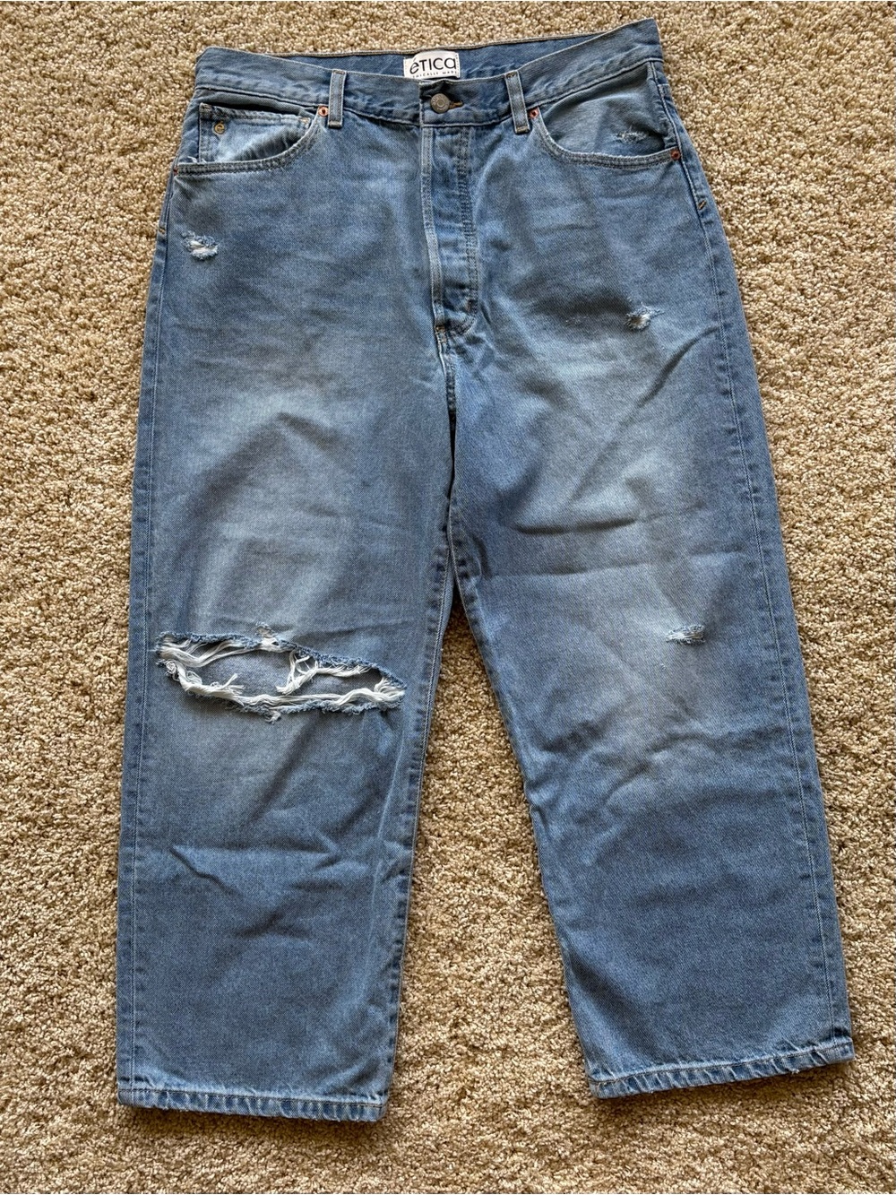 Etica‎ Altin Loose Crop Jeans 31 Ithaca Distressed 100% Cotton NWT EW241325